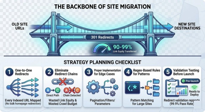 Here's the reality. Website migrations are high-stakes projects. There's no sugarcoating that. But the vast majority of migration disasters don't happen because migrations are inherently dangerous. They happen because teams skip steps, rush timelines, and treat SEO as an afterthought rather than a core requirement.

With the right SEO migration strategy, a clear migration roadmap, and disciplined SEO execution across every phase, you can migrate your website without losing your search engine rankings. In fact, you can come out the other side with better organic performance than you started with.

Every step in this SEO website migration checklist exists for a reason. The redirect mapping prevents broken backlinks. The content migration strategy preserves topical authority. The performance benchmarking gives you visibility into what's working and what needs fixing. And the post-migration monitoring catches problems before they snowball into full-blown traffic crises.

Think of this checklist as your site migration risk mitigation playbook. Print it out. Share it with every team member involved. Whether you're a project manager overseeing a website migration project, an SEO specialist running the technical SEO work, or a business owner trying to protect your lead generation pipeline, every person involved needs to understand the process.

The smartest brands don't treat migrations as purely technical projects. They treat them as strategic moments for SEO growth. A chance to rebuild smarter, optimize harder, and establish a stronger search visibility preservation foundation than they had before. They focus on performance optimization, organic traffic retention, search-intent optimization, and entity-based SEO principles to make the new site even more competitive than the old one.
